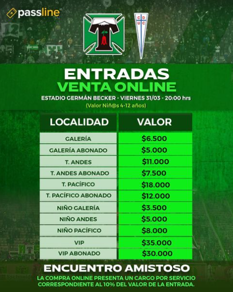 Venta de entradas Deportes Temuco vs. Universidad Católica - Cruzados